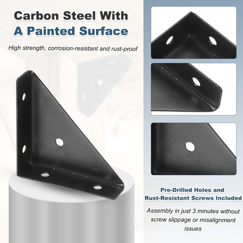 8Pcs 66mm 66mm PATIKIL Corner Brace Brackets, x Carbon Steel Triangle Corner Braces Angle Joining Support with Screws