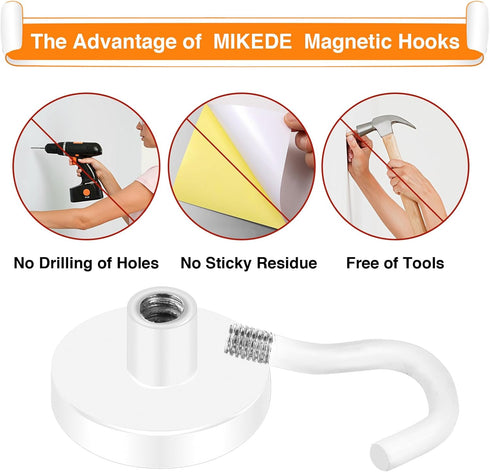 MIKEDE Magnetic Hooks, 40LB+ Heavy Duty Neodymium Hooks for Cruise Cabins, Pack of 4