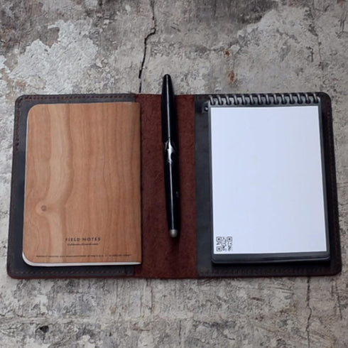 JJNUSA Compatible with Rocketbook Mini Cover, Handmade Distressed Genuine Leather Journal Notebook Cover, Dark Brown