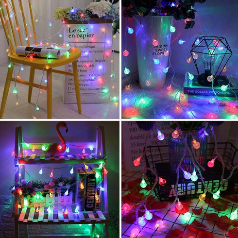Operated2 Pack 26.2FT 60 16 Coloured Globe String Lights Battery LED Colour Changing Water Proof Crystal Ball Outdoor