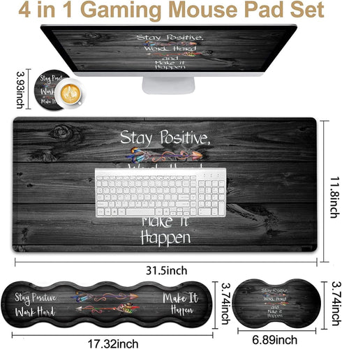 Large Mouse Pad and Gel Wrist Rest Set, Non-Slip Rubber Base for Office, Home, Gaming