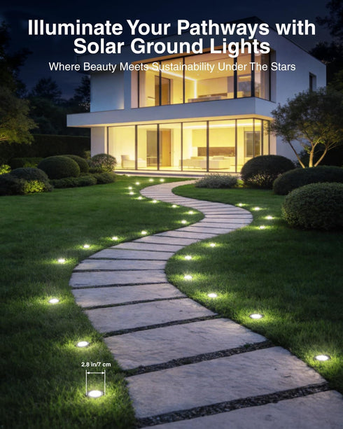 2.8 Inch 12 Pack, Mini Solar Ground Lights Solar Lights Outdoor Waterproof, Solar Garden Lights Outdoor Landscape