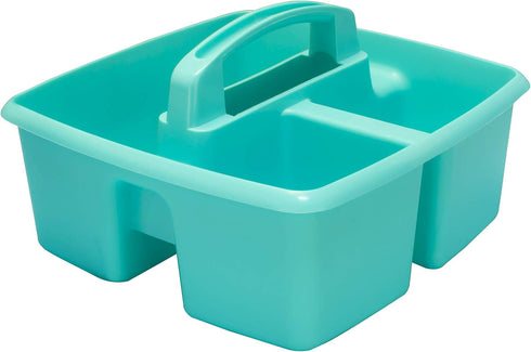 Storex 3-Compartment Small Caddy – Multipurpose Classroom Organizer with Handle, Teal, 5-Pack (00952U06C), 9.25 x 9.25
