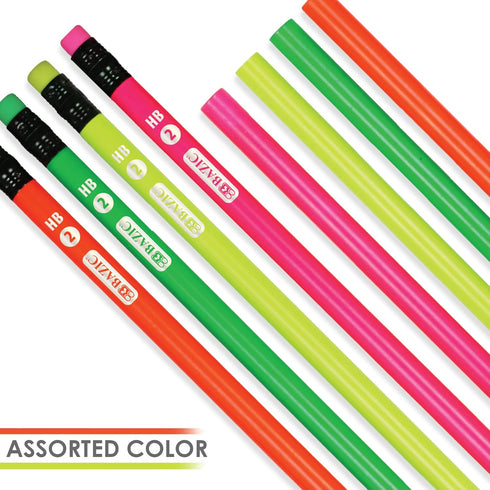 BAZIC Wood Neon Pencils, Unsharpened Rewards Pencil for Writing Drawing (8/Pack)