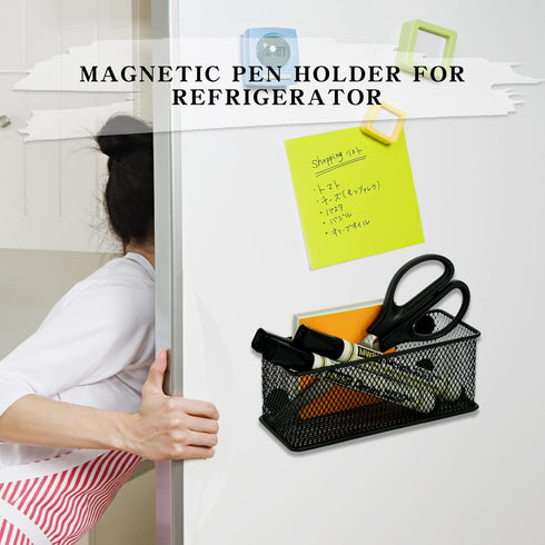 Magnetic Locker Organizer Pack of 3, Wire Mesh Storage Basket, Strong Magnet Holder for Dry Erase Markers
