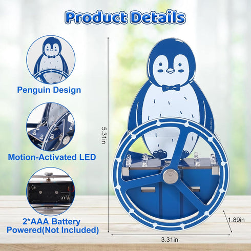DIY Penguin Soldering Kit, Wobbling Penguin Soldering Project with Motion-Activated RGB Lights, Back to School