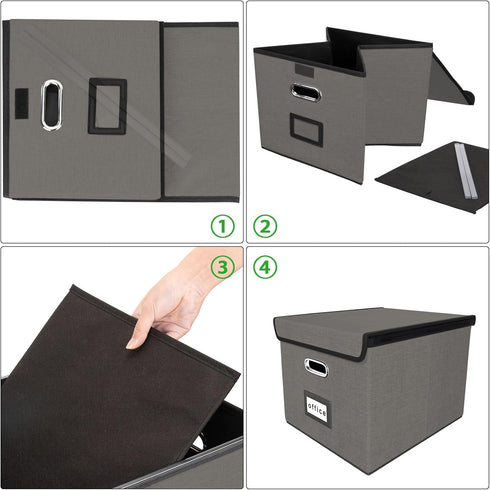 Huolewa Upgraded Portable File Organizer Box with Lid, Stylish Filing Box for Hanging File Folders, Office Storage