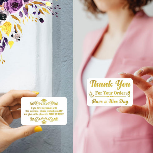 PARTH IMPEX Thank You for Your Order Cards, Pack of 100, 3.5" x 2", Gold Foil Purchase Inserts for Small Business