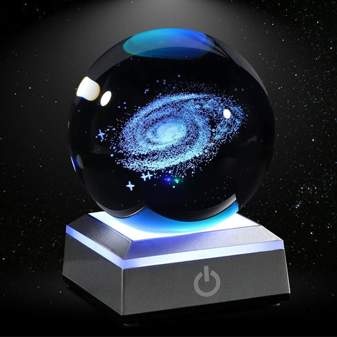3D Galaxy Crystal Ball Night Light 3.15 inch Glass Ball Table Lamp