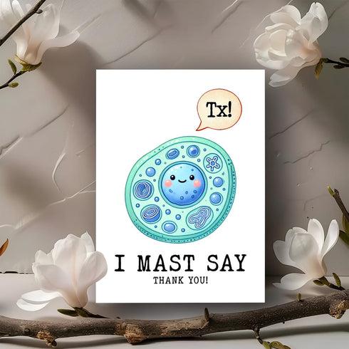 ABNSDesigns Immunologist I Mast Say Thank You Card - Bacterial - - Cute Thanks - Humor Science Card - Gift For Doctor