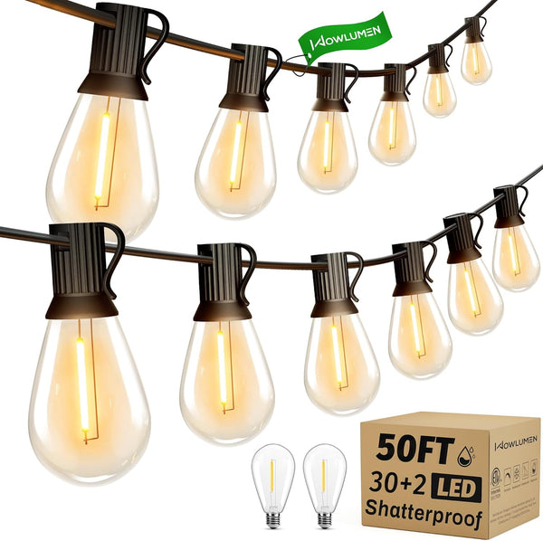 Outdoor String Lights, 50FT Patio Lights with 32 Shatterproof S11 Bulbs (2