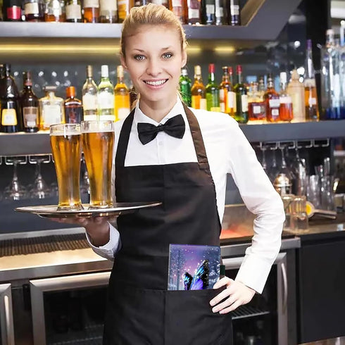 Generic Book,5.5x9 Inch Server Book,Waitress Leather Large Capacity Organized with Zipper Pocket + Elastic Band,Fit