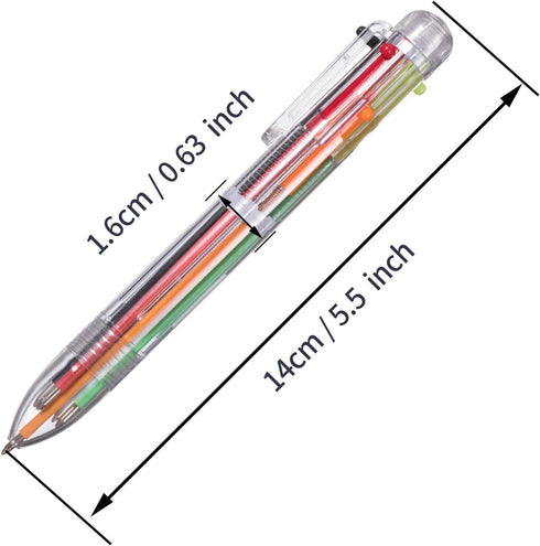 favide 22 Pack 0.5mm 6-in-1 Multicolor Ballpoint Pens, Retractable for Office School Supplies, Kids Party Favors