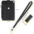 HASFINE ID Badge Holder with PU Leather Zipper Pocket & Lanyard, 2 Sided 5 Card Slots, Detachable Keychain Lanyard