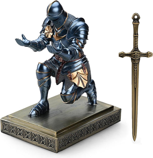 Medieval Armored Warrior Knight Pen Holder Desk Organizers and Accessories Resin Pencil Holder Paperweight as Gift