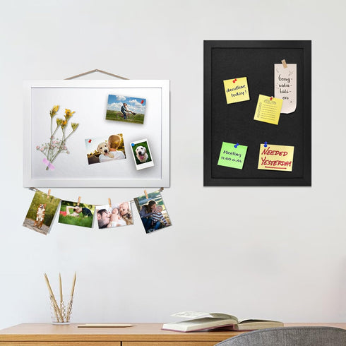 White Bulletin Board Cork Boards with Felt 15"x11" Small Display Pin Board for Walls Jewelry Notes Collection Office