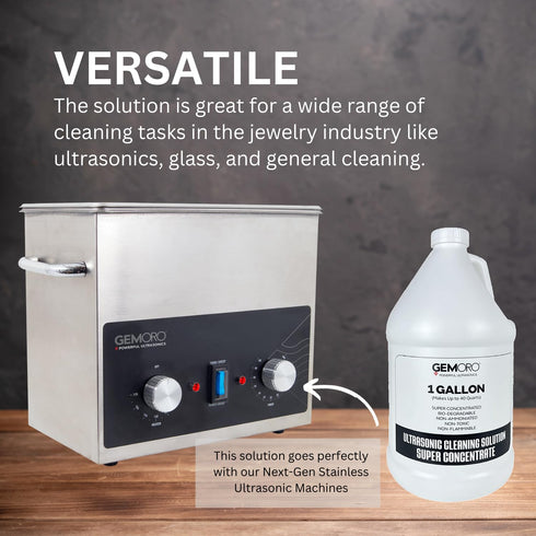 GemOro Jewelry Cleaner Solution Concentrate - Professional Performance for Ultrasonic Machines (1 Gallon)
