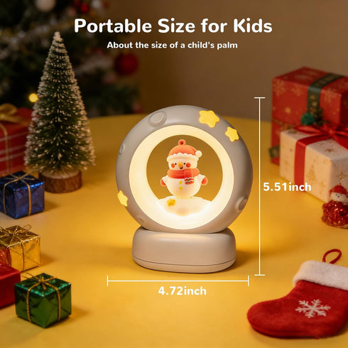 Dimmable AVEKI Snowman Night Light, Cute Christmas Snowman Lights Gifts for Kids Boys Girls, Bedside Touch Lamp