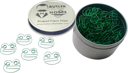 Frog Shaped Paper Clips, 100 Count, Great for Collectors or Office Gift, Comes in Round Tin with Lid