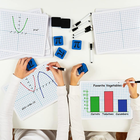 Simply Magic 12 Pack Double-Sided Dry Erase Graph Lap Boards, Individual Classroom Whiteboards for Students