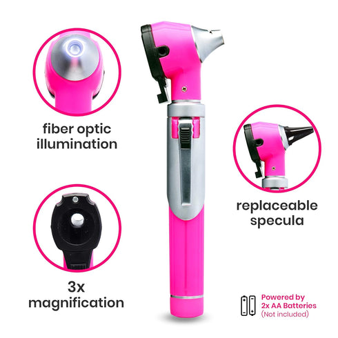Zyrev ZetaLife Otoscope - Ear Scope with Light, Pocket Size Ear-Infection Detector (Pink Color)
