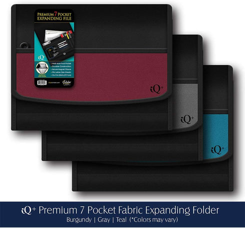 iQ Plus Premium Expanding Folder, 7 Pocket, 13 x 10 Inches, Color Will Vary (34107)