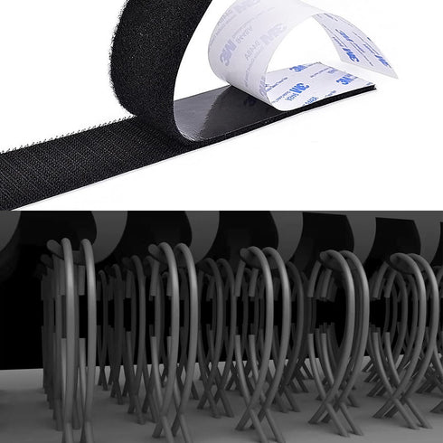 Hook and Loop Tape 1in x 20ft Heavy Duty Adhesion Strip Tape Self Adhesive Interlocking Nylon Fabric Black