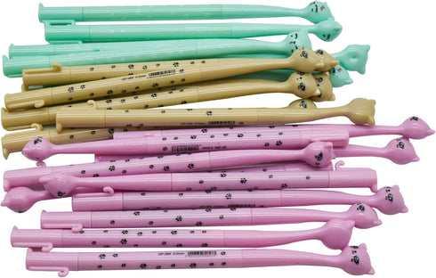 Maydahui 12 PCS Elegant Cat Shape Rollerball Pens, Cute Kawaii Animal Pen with Black Gel Ink for Girls School Office