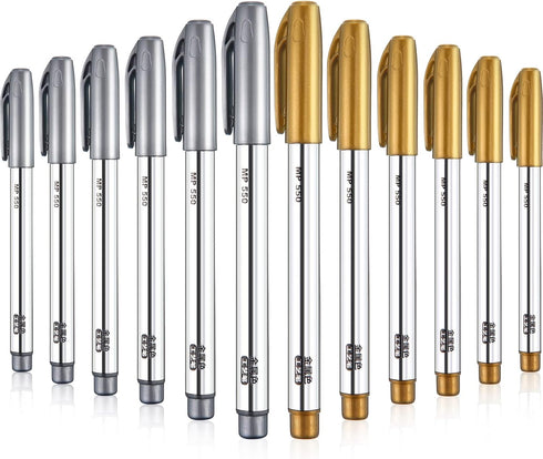 Gold and Silver Metallic Marker Pens, Permanent Markers for Cards Writing Signature Lettering