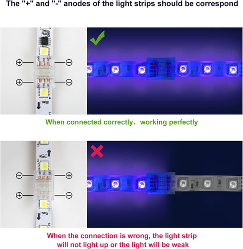 VIPMOON 12Pcs 3Pin LED Strip Light Connectors, Quick Connection for 10mm Wide Waterproof or Non-Waterproof WS2811