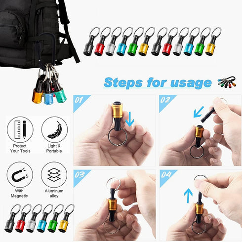 Bit Holder 1/4 inch Hex Shank Screwdriver Extension Bar, Keychain Screw Adapter, 6PCS-B