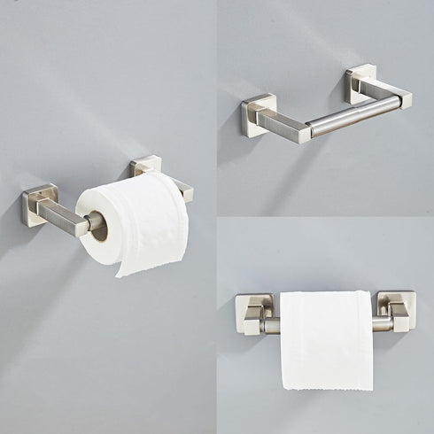 bluebyrne Set 4 Set 16In Set Brushed Nickel Bathroom Hardware Pieces,Towel Bar Stainless Steel Wall Mounted, Includes