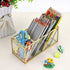 Hipiwe (4 Vintage Gold Metal Desk Organizer - Glass Make up Brushes lipstick Holder Dresser Organizer Pen Pencil