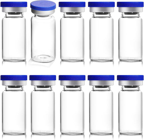 20ml Sealed Empty Vials for Injection, Transparent Glass Vials with Self-Healing Injection Port, 10pcs