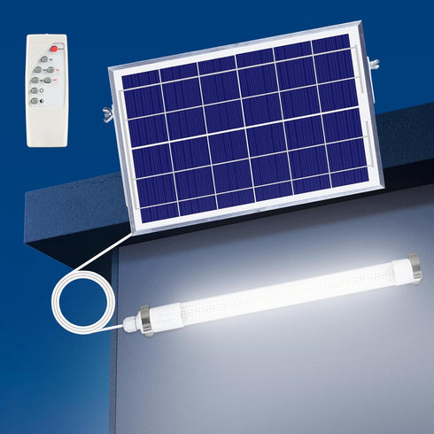 MEIHONG Solar Powered Shop Light with Dusk to Dawn Sensor, IP65 Waterproof