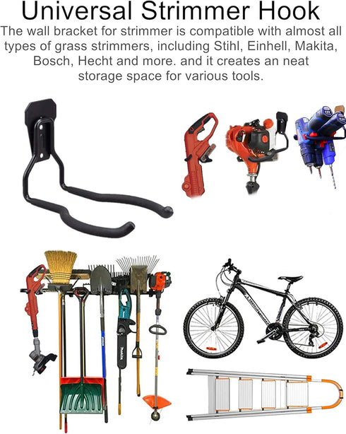 String Trimmer Hanger Bracket, Garden Lawn Trimmer Wall Mount, Heavy Duty Weed Eater Rack for Garage