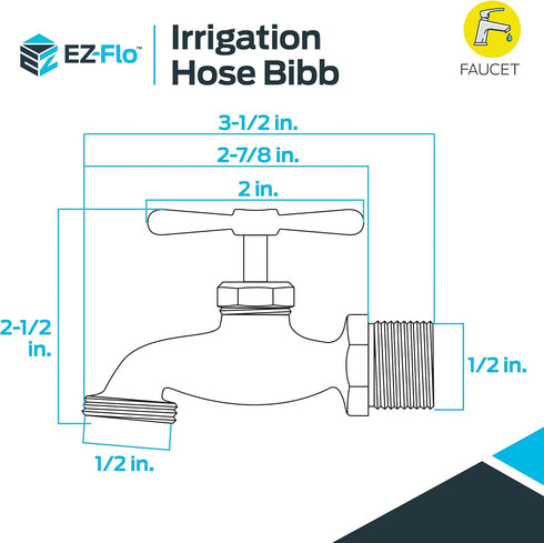 Eastman Irrigation Hose Bibb, 1/2 Inch MIP x 1/2 Inch MHT Outdoor Spigot