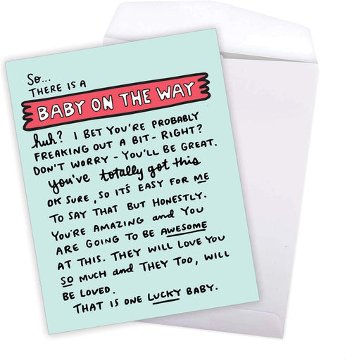 NobleWorks New Baby Girl or Boy, Newborn Congratulations Card with Envelope, 8.5 x 11 Inch