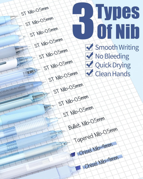 Four Candies 14-Pack Pastel Gel Ink Pen Set, Cute 0.5mm Fine Point Pens, 12 Pack Black Ink Pens with 2 Pack Highlighter