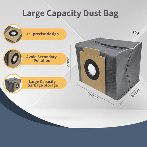 Accessories Replacement for eufy X10 Pro Omni Robot Vacuum - 1 Main Brush, 2 Filters, 4 Mop Pads, 3 Dust Bags, 4 Side