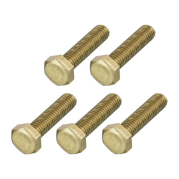 Hex Head Screw Bolt 5Pcs (M8-1.25x35mm), Brass Fully Threaded Solid Hex Bolts for Machinery Repair