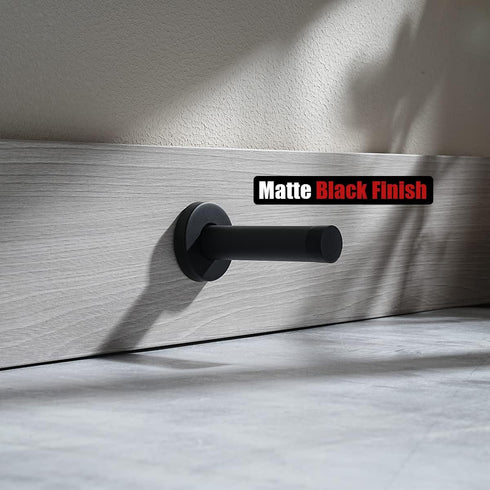 JQK Door Stopper Black, 304 Stainless Steel Sound Dampening Door Stop Bumper Protector, 2 Pack