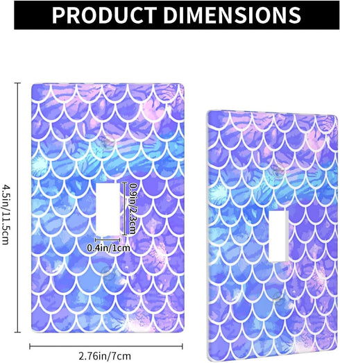 Purple Mermaid Scales Single Toggle Light Switch Plate Cover, Decorative Wall Plate for Home Bedroom Kitchen