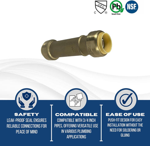 1 Pcs XFITTING Push Fit Slip Coupling, 3/4 Inch x 3/4 Inch, Push Fit Repair Coupling, 28-4-2=1XX