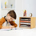 Bamjoy Bamboo 5 Tier Desktop Organizer, Paper Organizer Mail Sorter with Adjustable Shelves for School Home Office