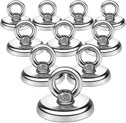 E BAVITE Heavy Duty Magnetic Hooks, 100 LB with Countersunk Hole Eyebolt, Pack of 10