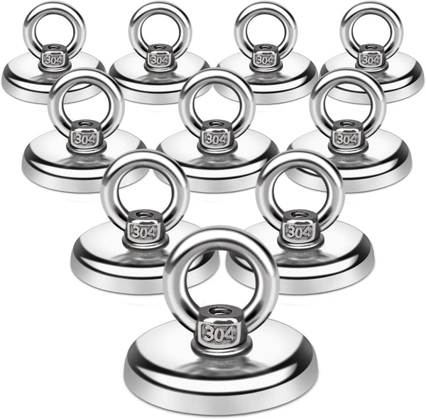 E BAVITE Heavy Duty Magnetic Hooks, 100 LB with Countersunk Hole Eyebolt, Pack of 10