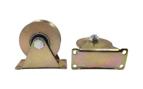 V-Type Groove Wheel, Heavy Duty Rigid Caster with Bracket, Pack of 2 (3 inch) for Inverted Track, Rolling Gate,