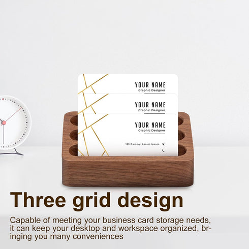 PTMTFYL 2 3 Pcs Walnut Wood Business Card Holder for Desk, Card Slots Wooden Business Card Display Stand, Solid Smooth