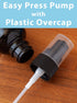 JUVITUS 1 oz / 30 ml Black Glass Boston Round Bottle with Black Treatment Pump (24 Pack) + Funnel